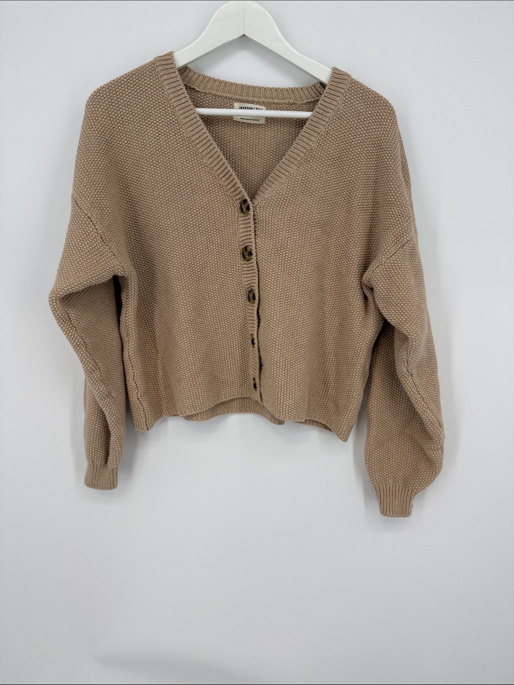 Jackson Rowe Cropped Cardigan Beige Size XS